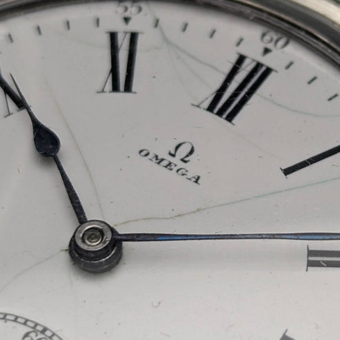 1910年頃 アンティーク オメガ 懐中時計 花彫刻 銀側ハンターケース 動作良好